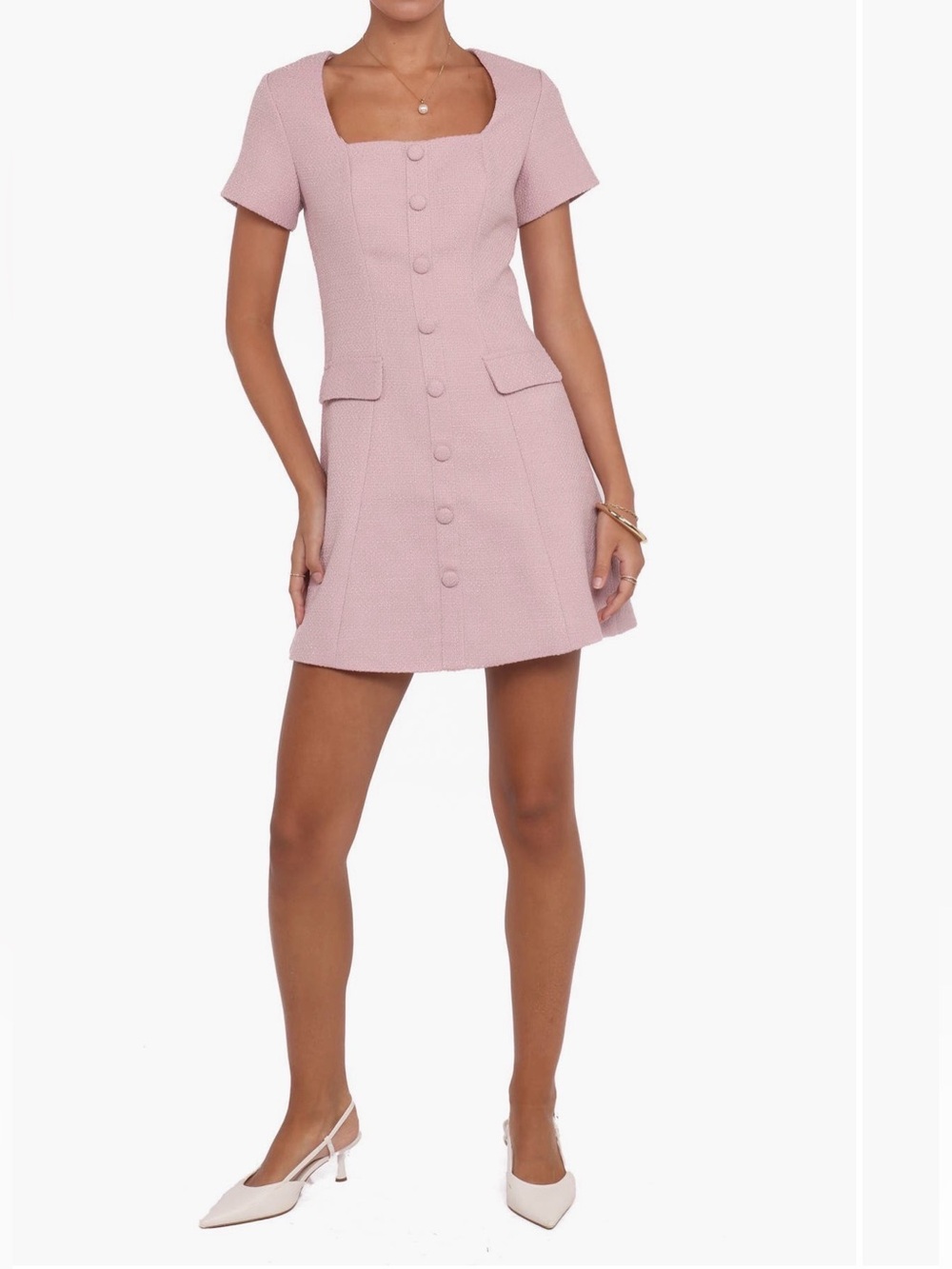Petal & Pup Sutton Tweed Minidress in Pink - Size 12 | Like New